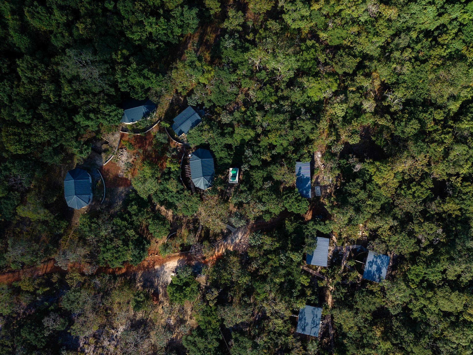 Kosha Lodges — Aerial view of Koshalodges lodge near the falls
